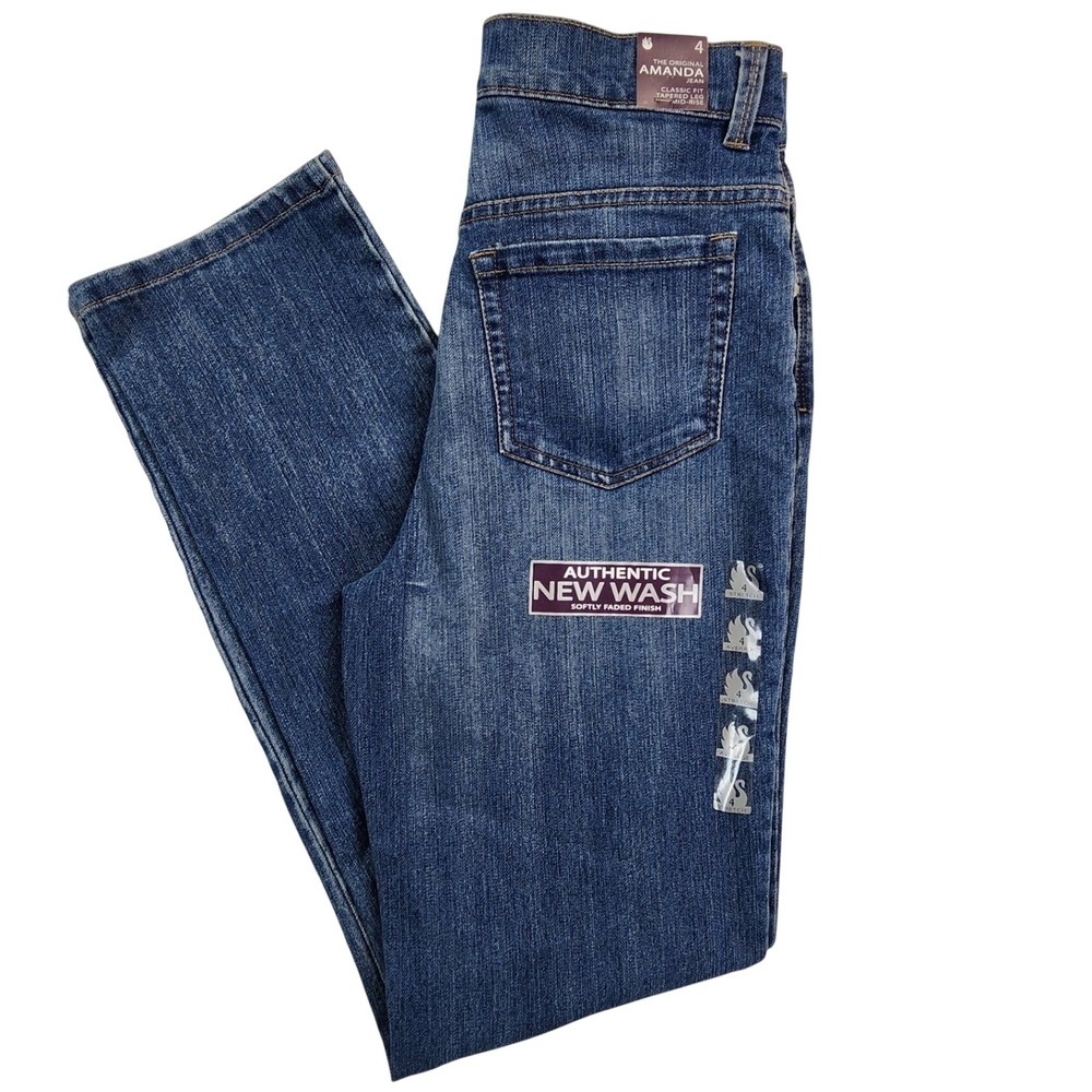 Gloria Vanderbilt Blue Amanda Classic Tapered Mid Rise Jeans NWT Womens Size 4